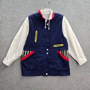 VINTAGE Braefair Sport Women Jacket M Blue Pockets Full Zip 80s READ